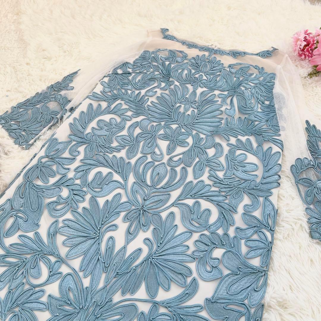 GRACE CONTINENTAL　サテンコード刺繍ワンピース　フォーマル　36