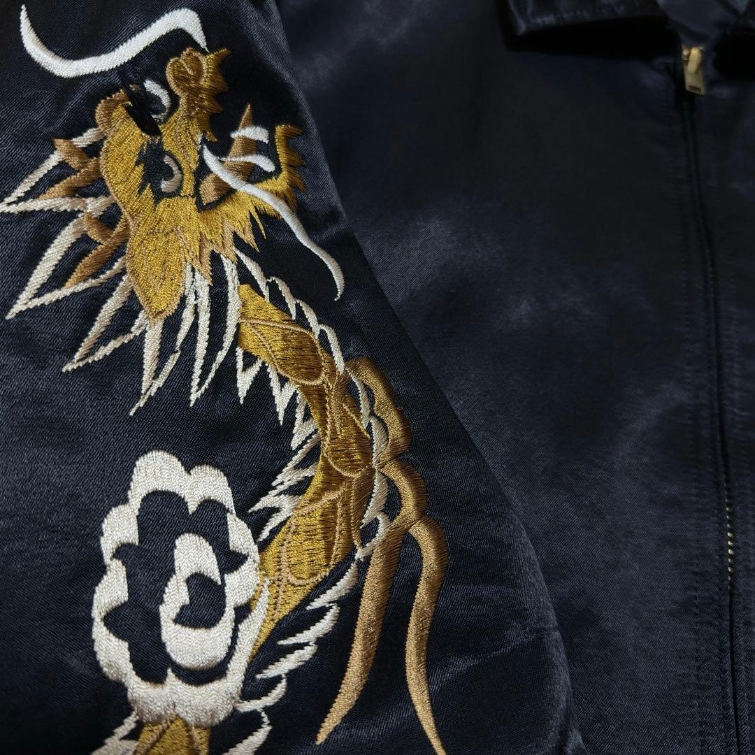 【古着】クーティー　スーベニアジャケット　中綿　ブルゾン　刺繍　龍　ブラック　黒