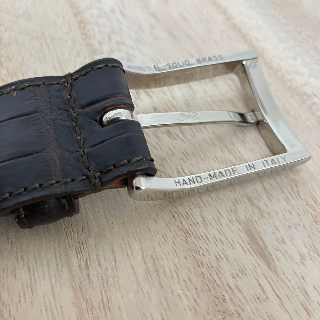 フェリージ レザーベルト クロコ型押し ダークブラウン イタリア製 美品