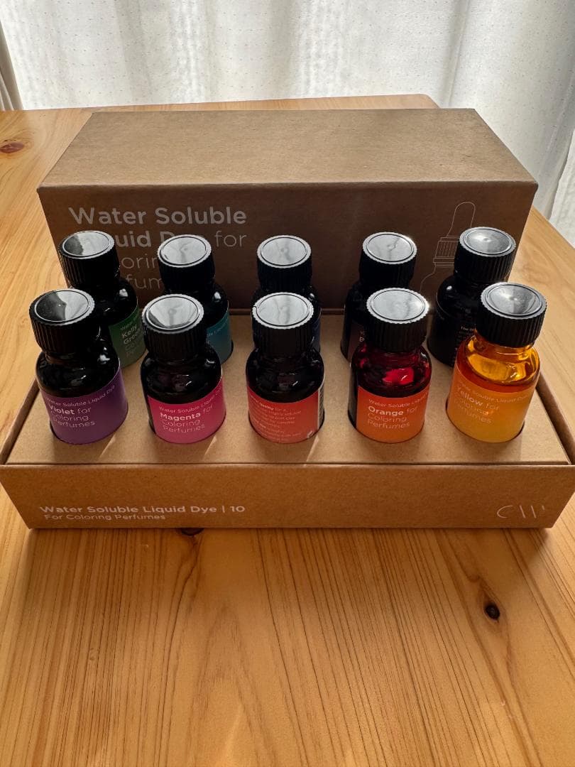 液体染料（水溶性）20ml×10色セット　香水　ルームスプレーの着色に