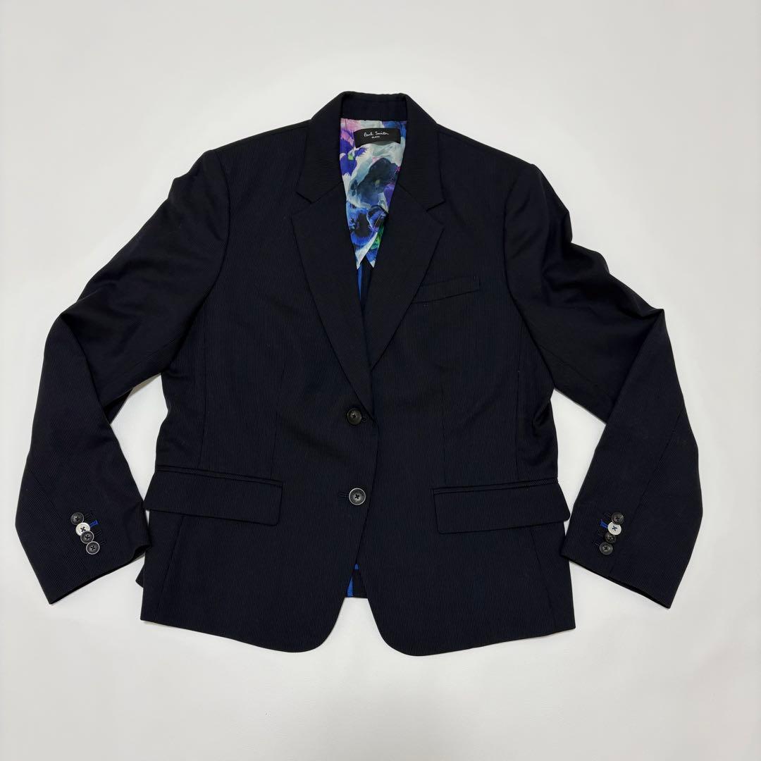 Paul Smith BLACK 黒ストライプ セットアップスーツ 46L 花柄