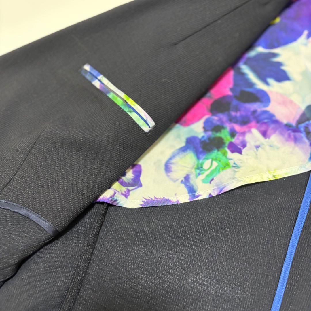 Paul Smith BLACK 黒ストライプ セットアップスーツ 46L 花柄