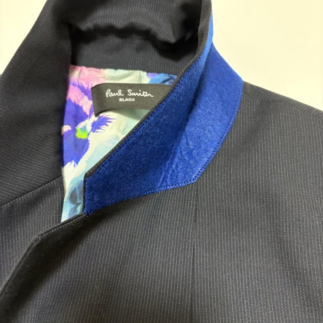 Paul Smith BLACK 黒ストライプ セットアップスーツ 46L 花柄