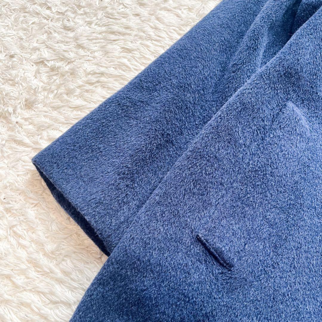 MaxMara ダブルブレスト ロングコート アルパカ混 ロイヤルブルー 38