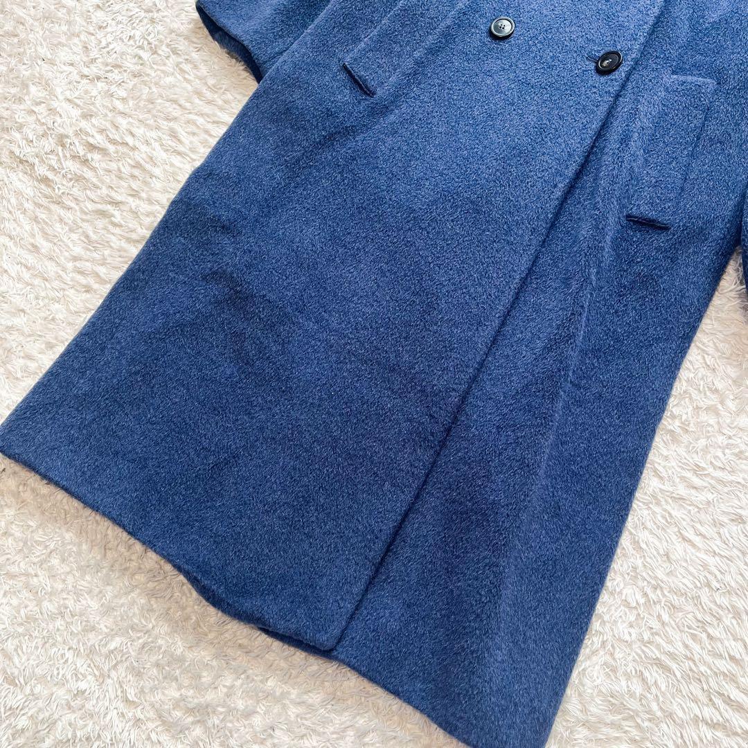MaxMara ダブルブレスト ロングコート アルパカ混 ロイヤルブルー 38