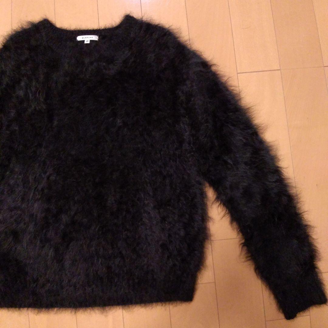未使用⭐ブラミンクカシミアファー長袖ニット　ブラック