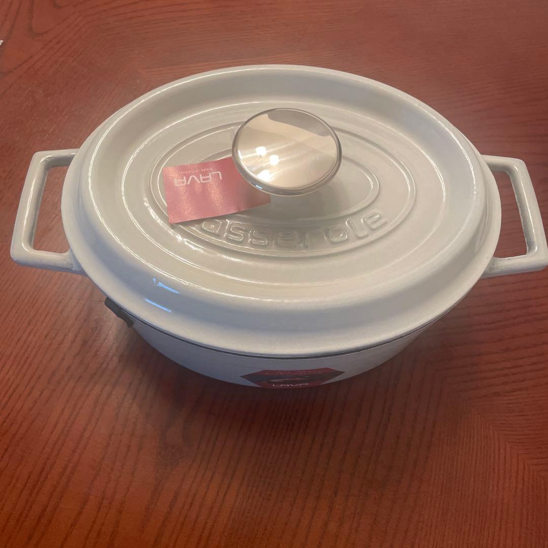LAVA ラヴァ オーバル キャセロール マジョリカ ホワイト 25cm
