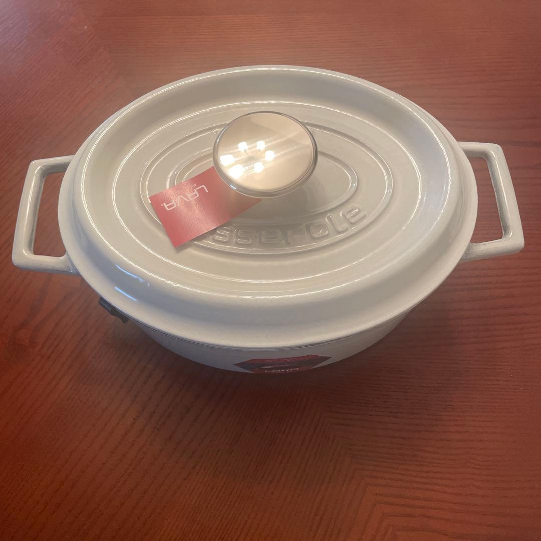 LAVA ラヴァ オーバル キャセロール マジョリカ ホワイト 25cm