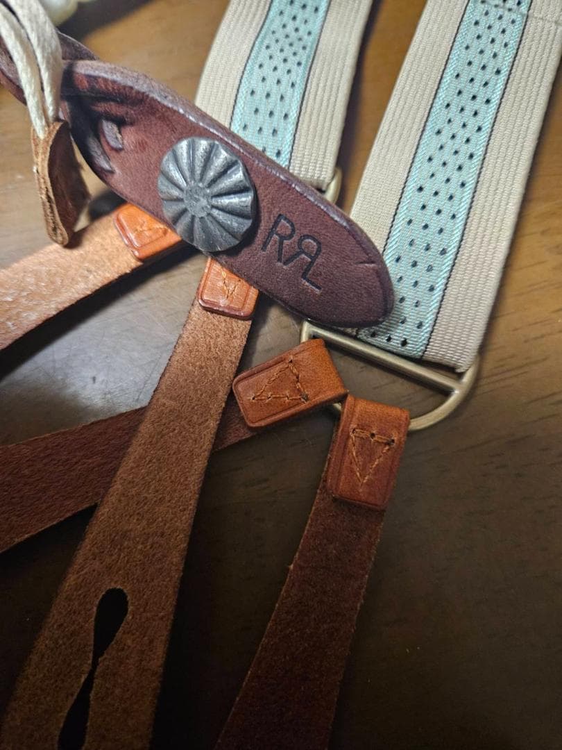【新品未使用】DOUBLE RLレザー 編み込み バングルBROWN