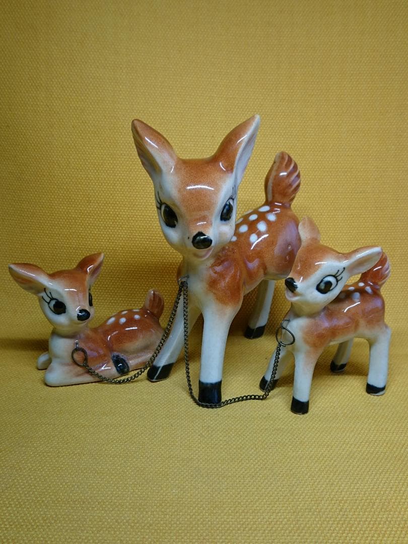 【美品】ビンテージ　鹿　子鹿　陶器　置物　インテリア　工芸品　美術品　A2581