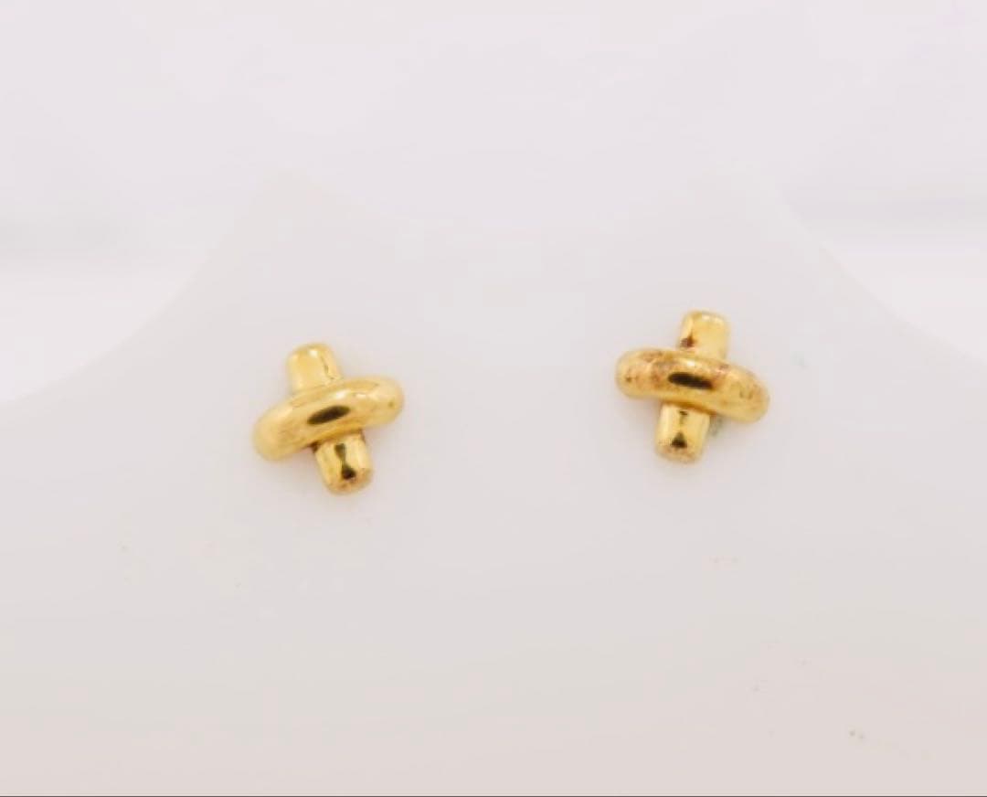 Tiffany クロスステッチ　ピアス　ゴールド　両耳　750 クロス　YG