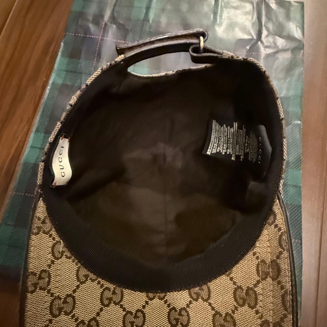 GUCCI グッチ キャンバス ベースボールキャップ 帽子 ベージュ58 M