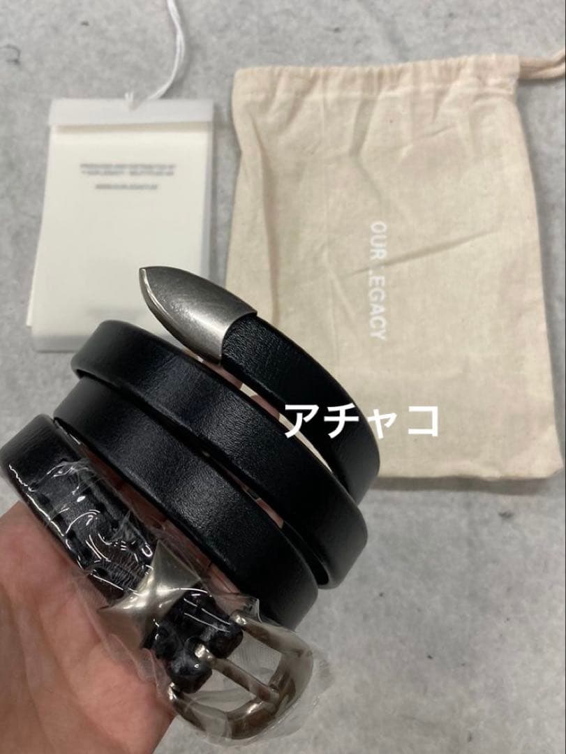 OUR LEGACY BELT 2cm BLACK LEATHER ベルト 90