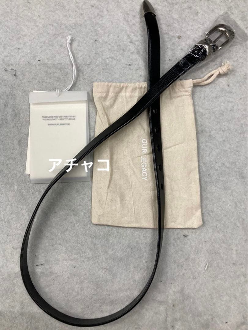 OUR LEGACY BELT 2cm BLACK LEATHER ベルト 90