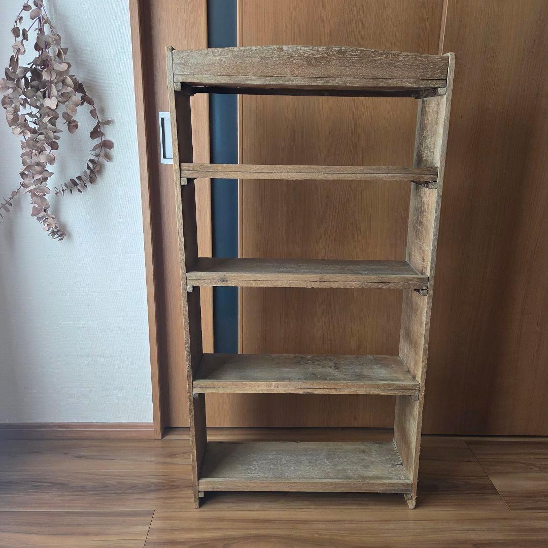 古い本棚 古家具 オープンラック 枯れた棚 収納棚 ディスプレイラック 5段