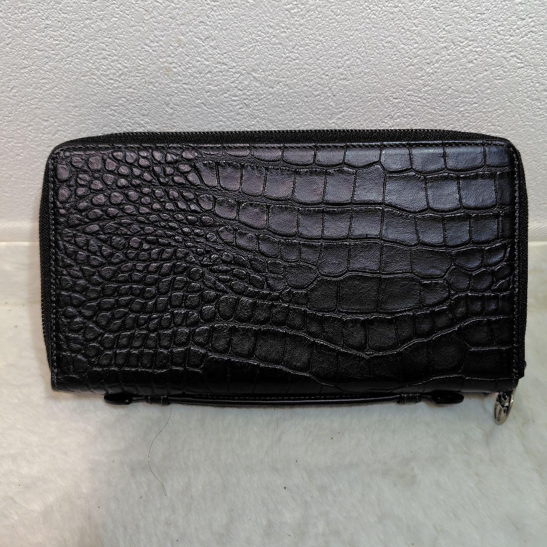 CASTELBAJAC 型押し クロコ 長財布 ダブルジップ オーガナイザー