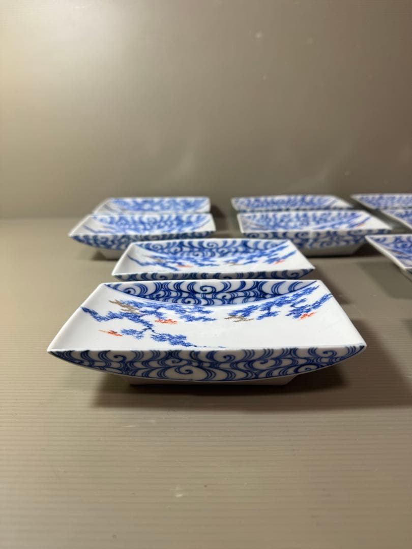 2888 深川製磁　涼彩紅葉　中皿　15cm 10客