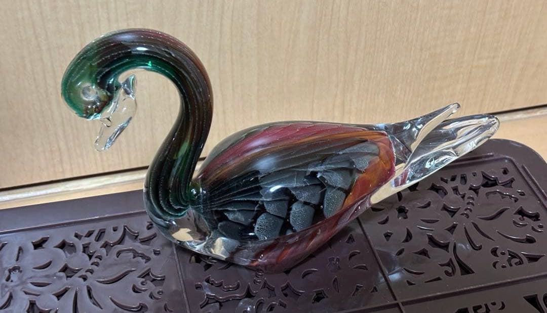ガラス製　鳥　インテリア　置物　ガラス工芸