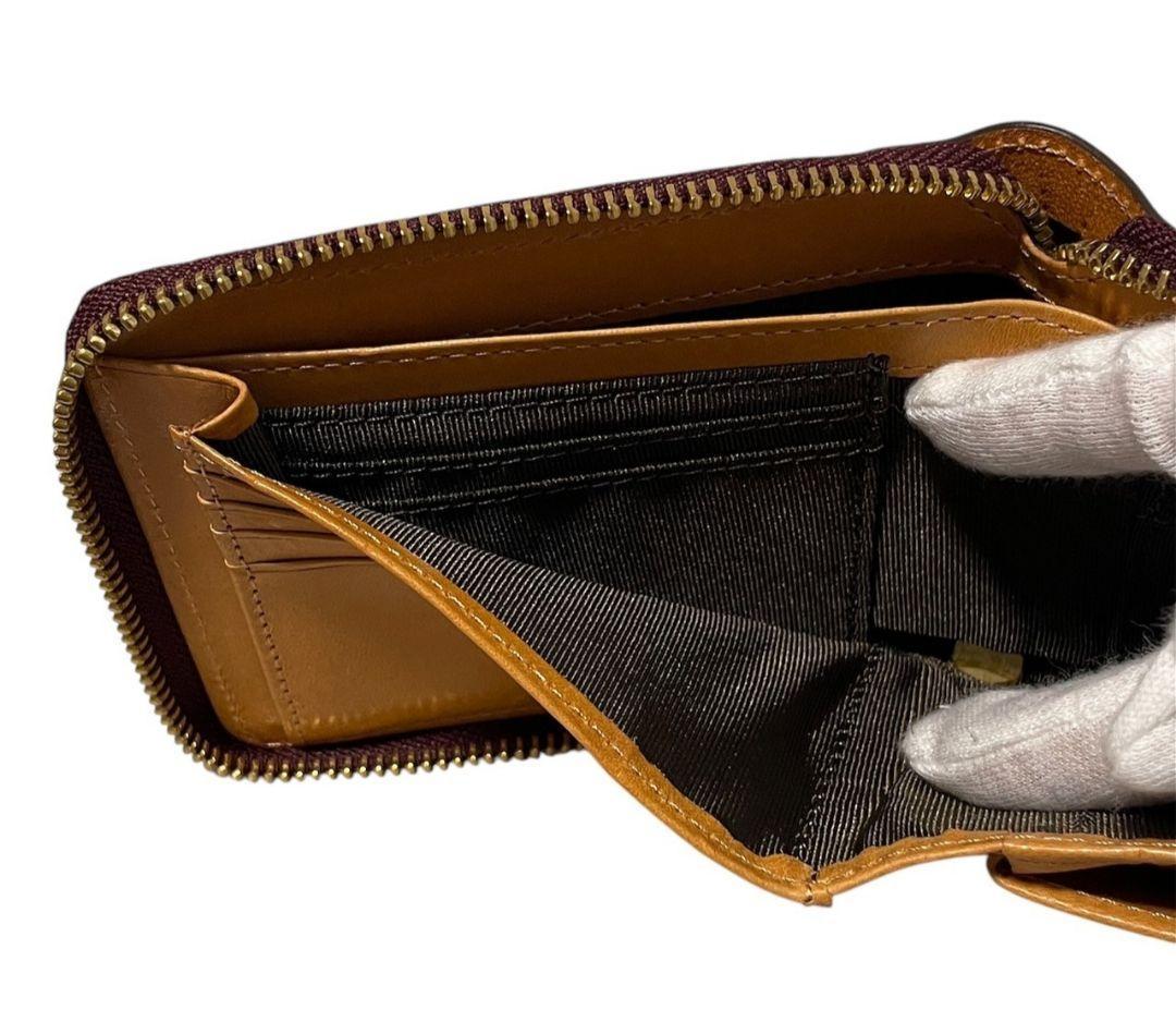 【新品】ROCADO ロカド シェルコードバン 二つ折り財布 馬革 ワインレッド