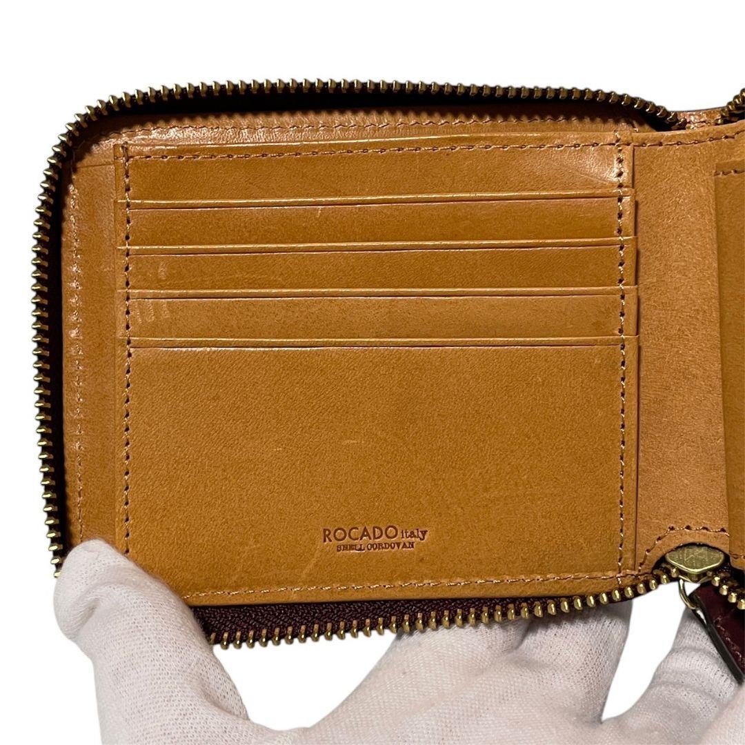 【新品】ROCADO ロカド シェルコードバン 二つ折り財布 馬革 ワインレッド