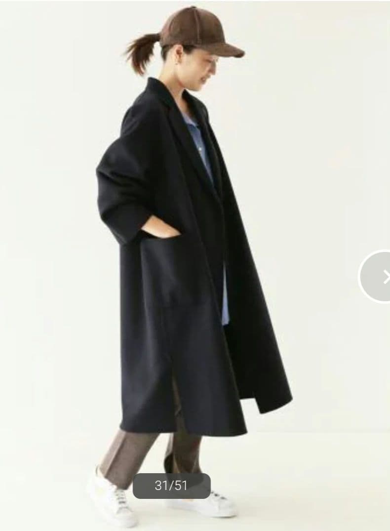 スローブイエナ　ハミルトン　ダブルフェイスウールチェスターコート　ネイビー