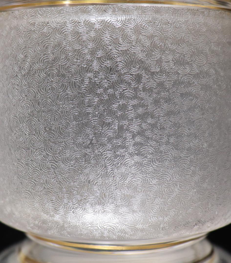 オールド・バカラ 春海商店 特別注文品稀少型 青海波模様 大型金彩蓋物 小物入れ