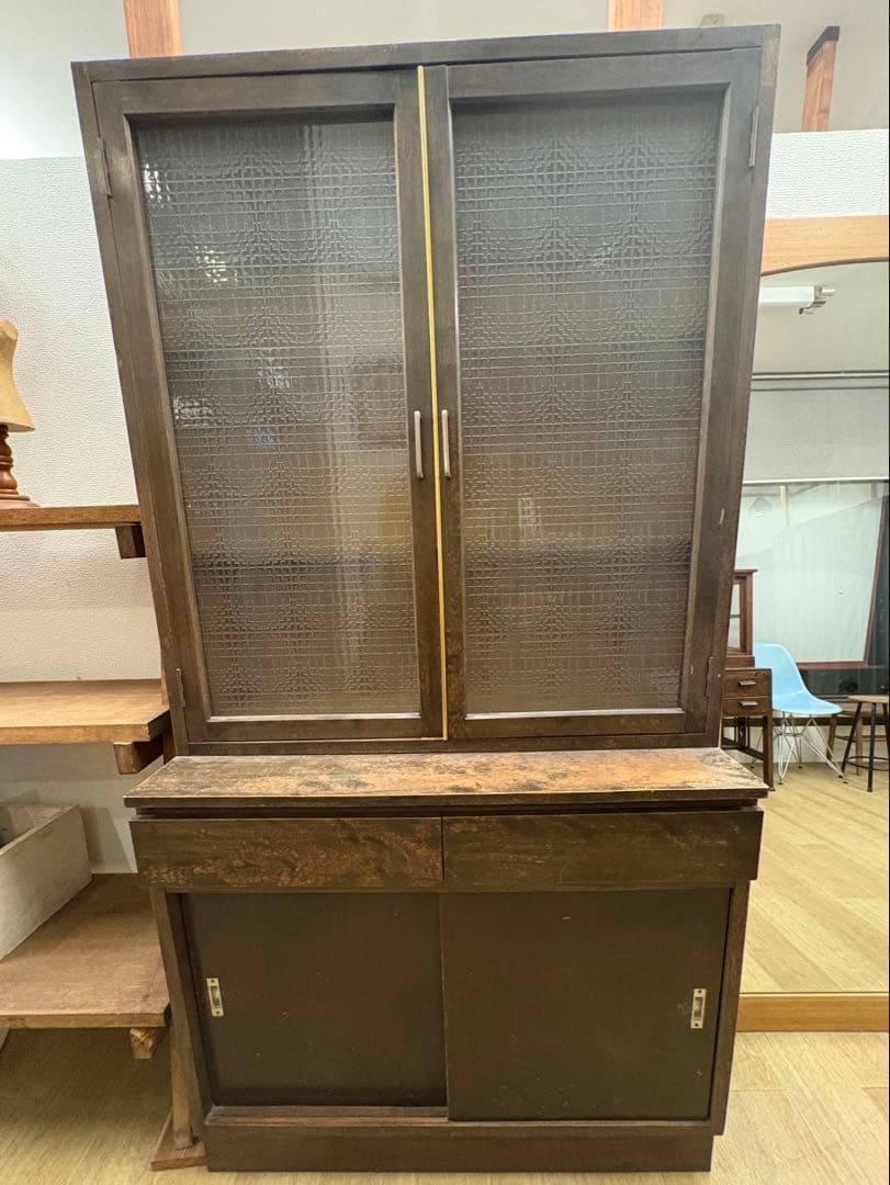 水屋　キャビネット　木製　アンティーク　古道具