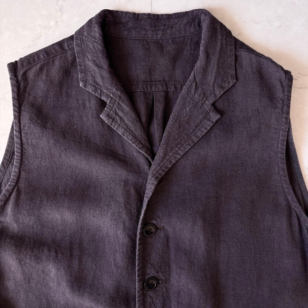 美品 ネストローブ 日本製 リネン ノースリーブ オールインワン ツナギ グレー