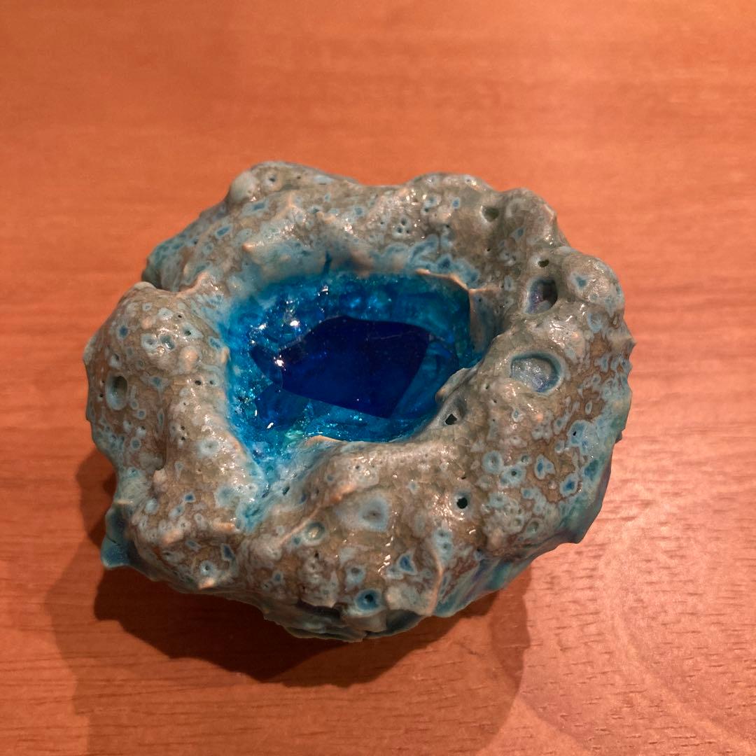 うるま陶器　元氣瑩MINI 青い陶器　やちむん焼　沖縄　風水アイテム　海
