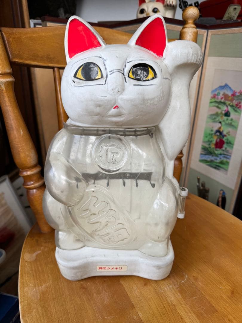 貝印ツメキリ　招き猫　ディスプレイケース 貯金箱　昭和レトロ