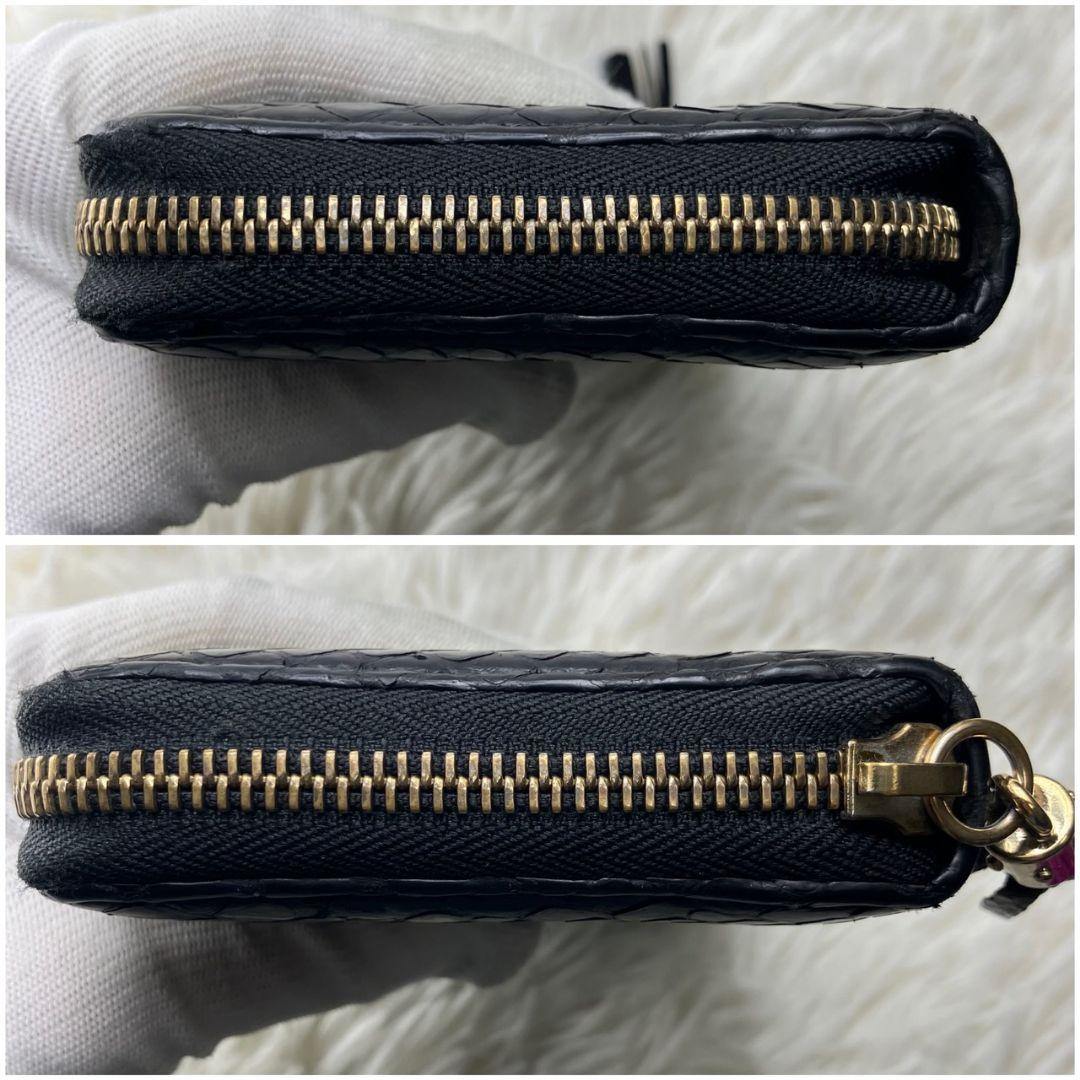 美品✨グッチ 長財布 ラウンドファスナー パイソン 蛇革 ソーホー 黒 レザー