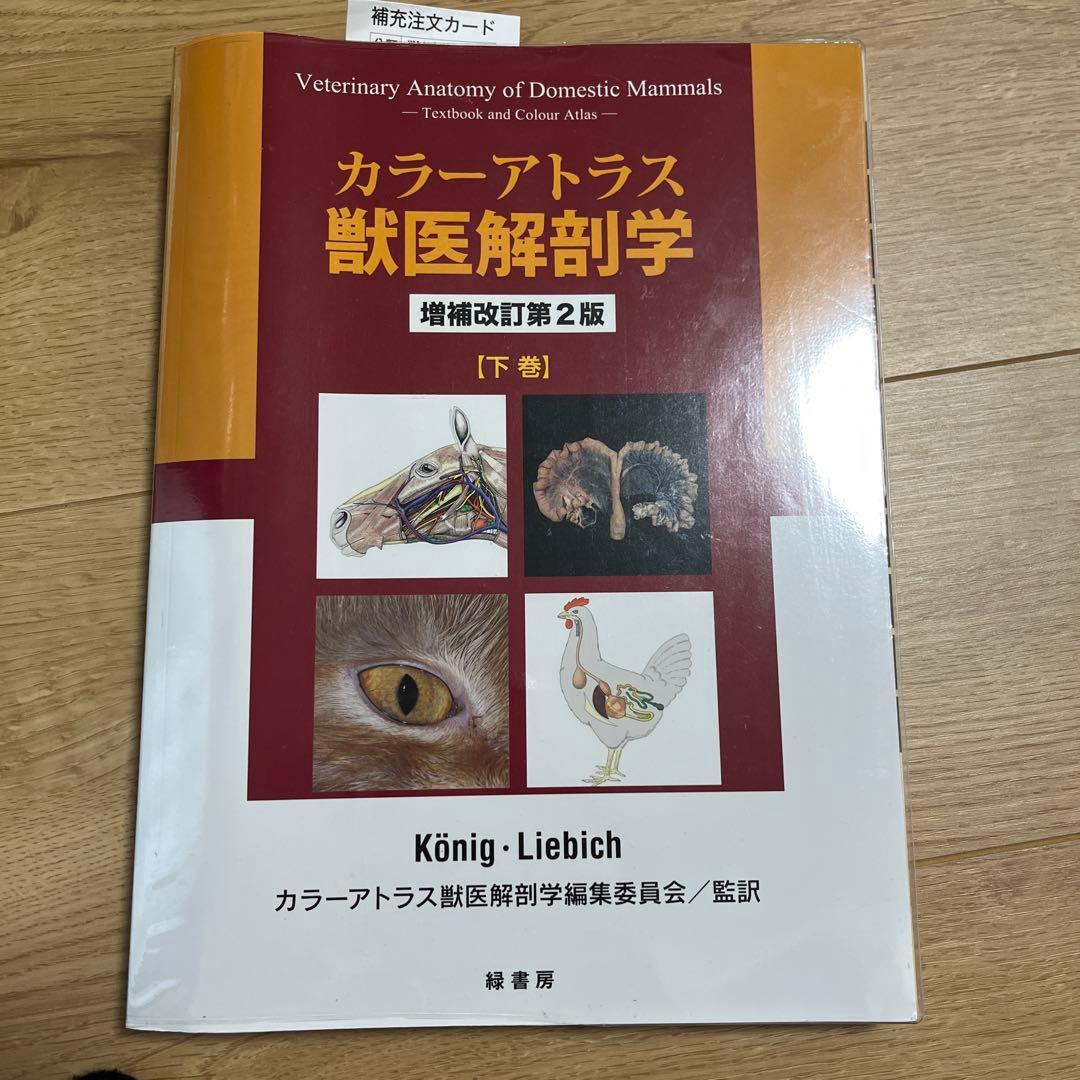 カラーアトラス獣医解剖学 上巻　下巻
