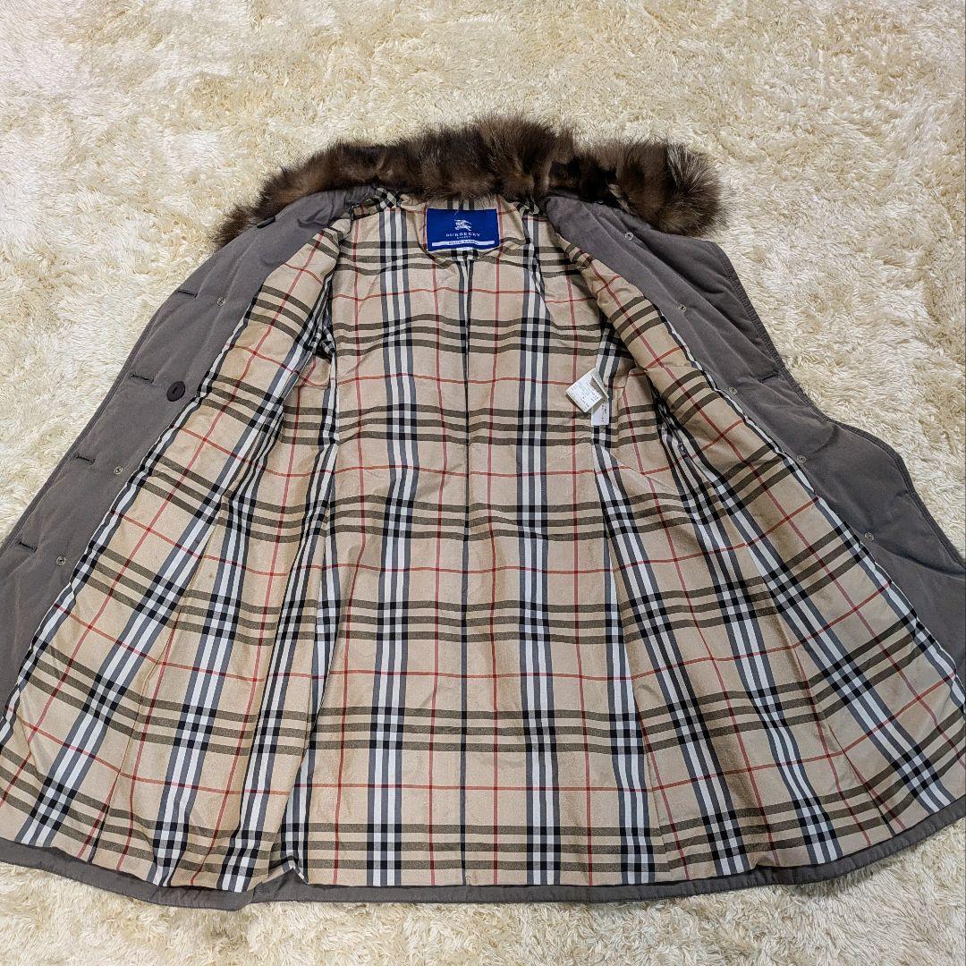 【美品】バーバリーブルーレーベル ファー付きトレンチコート ノバチェック