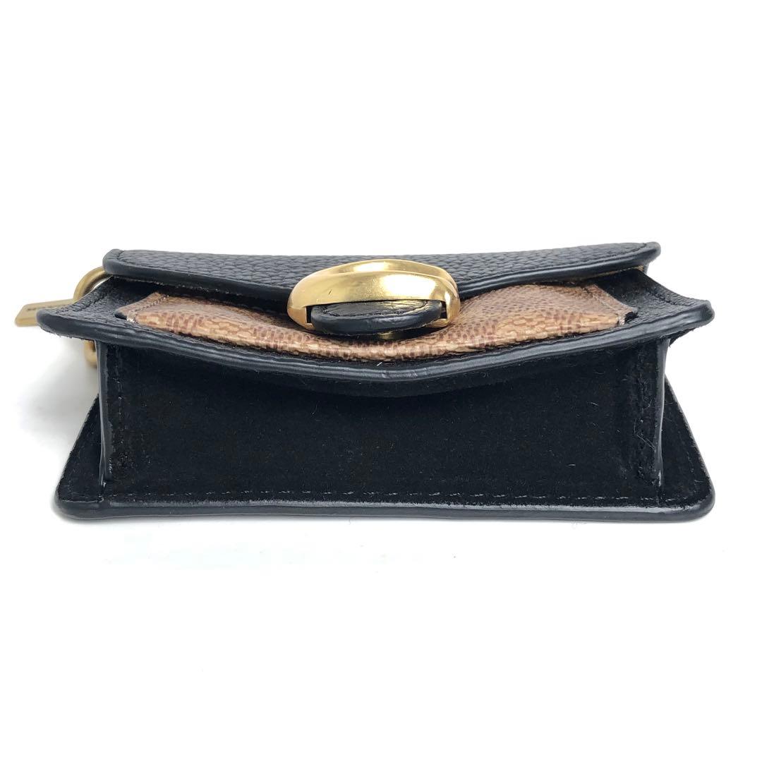 【美品】COACH コーチ キーホルダー チャーム ミニポーチ レザー ブラック