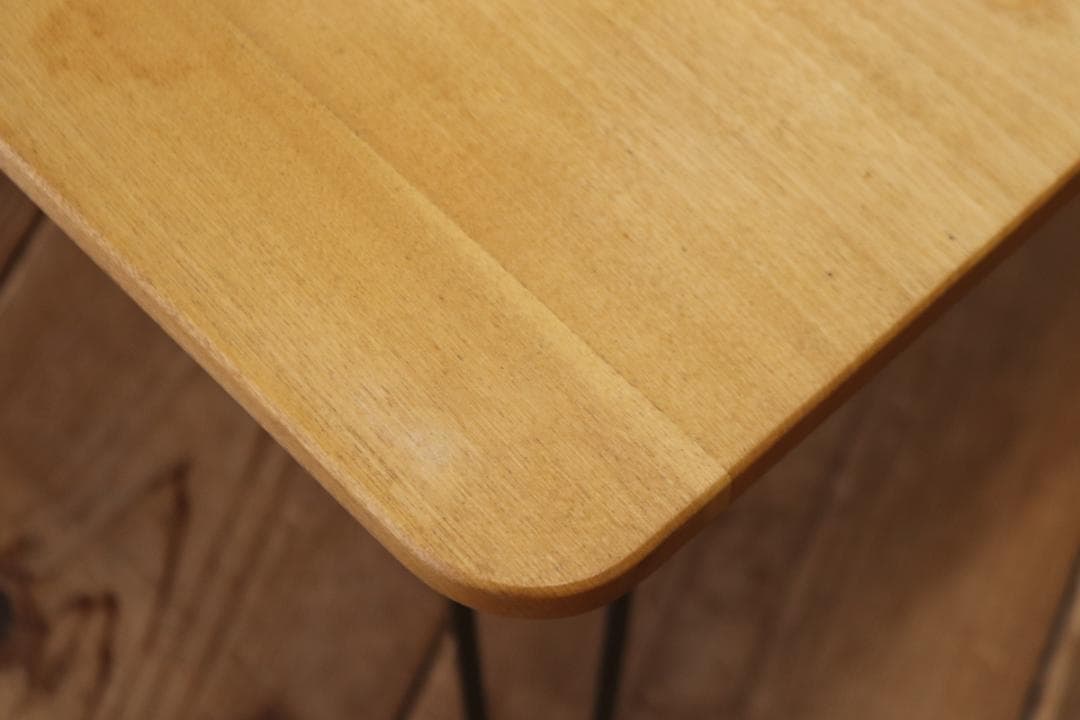 オーク無垢材 ローテーブル 正方形 座卓 ちゃぶ台 机 折りたたみ アイアン脚