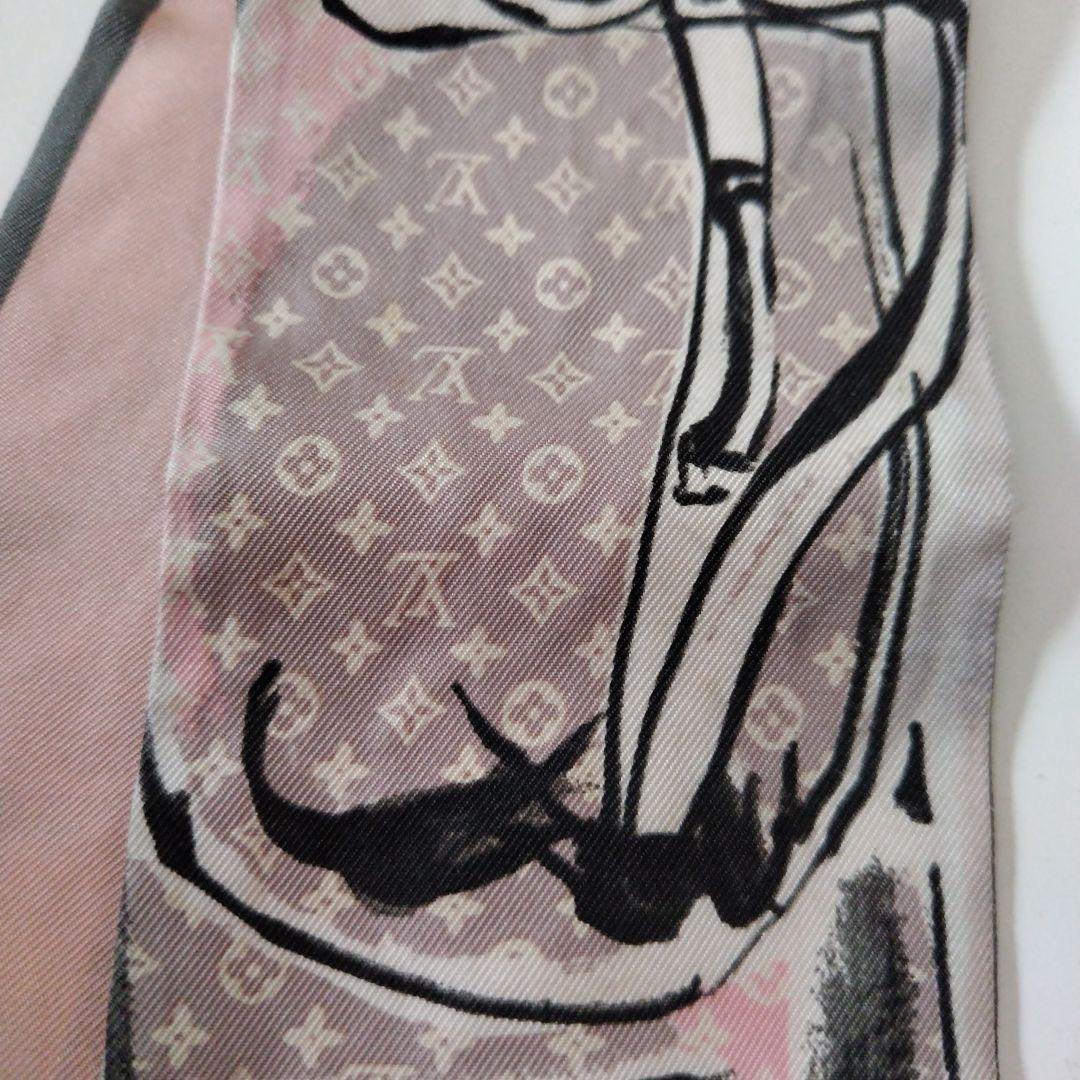 LOUIS VUITTON シルクバンダナ ピンク・グレーバンド