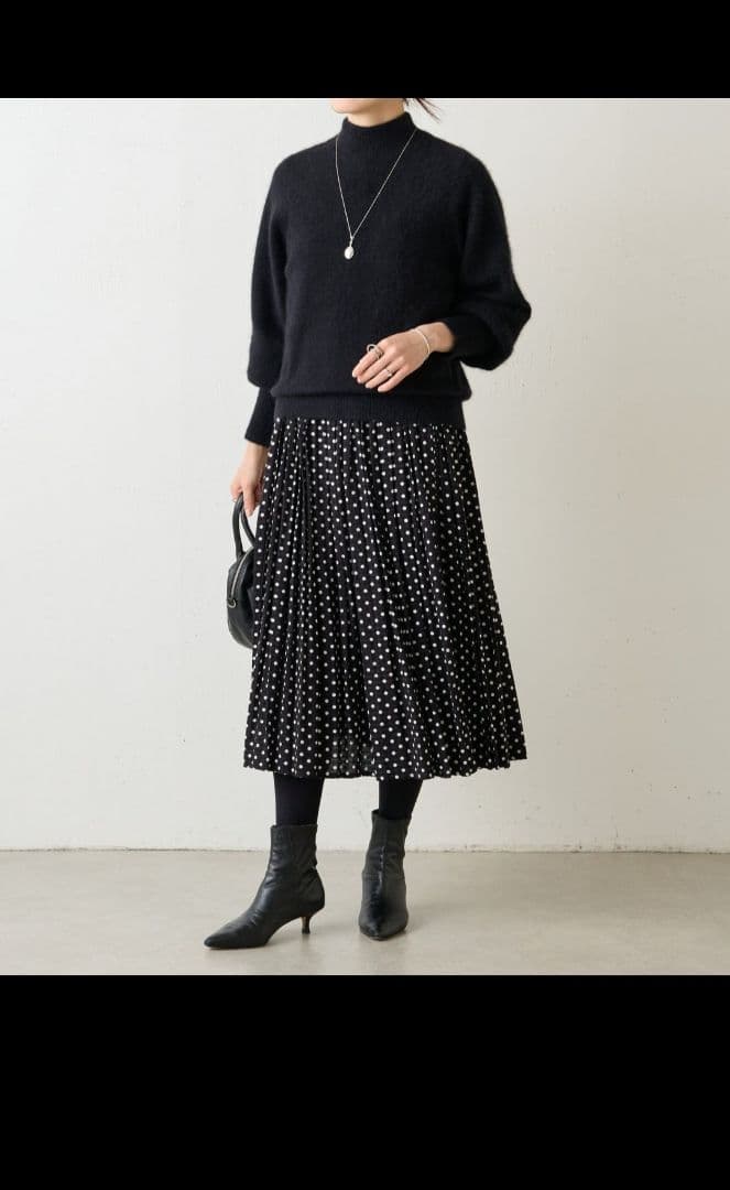 ちょこ☆BEARDSLEY ビアズリードットギャザーボリューム袖ワンピース