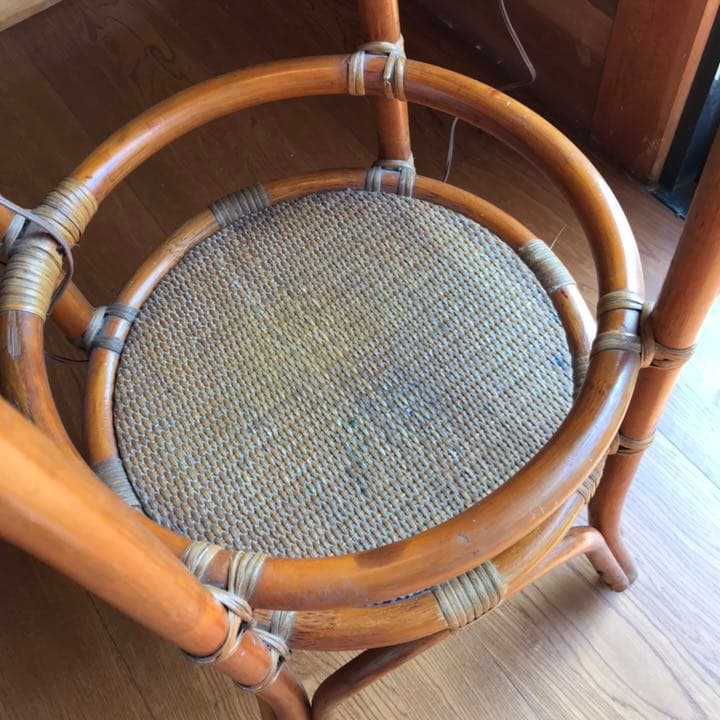 昭和レトロ ラタンの照明 籐の家具 カゴナチュラル インテリア カゴ付き