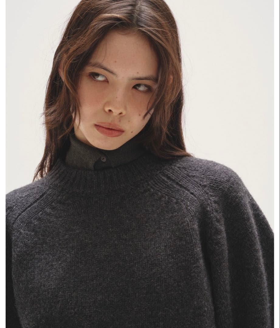 todayful Wool 100% Raglan Knit チャコールグレー