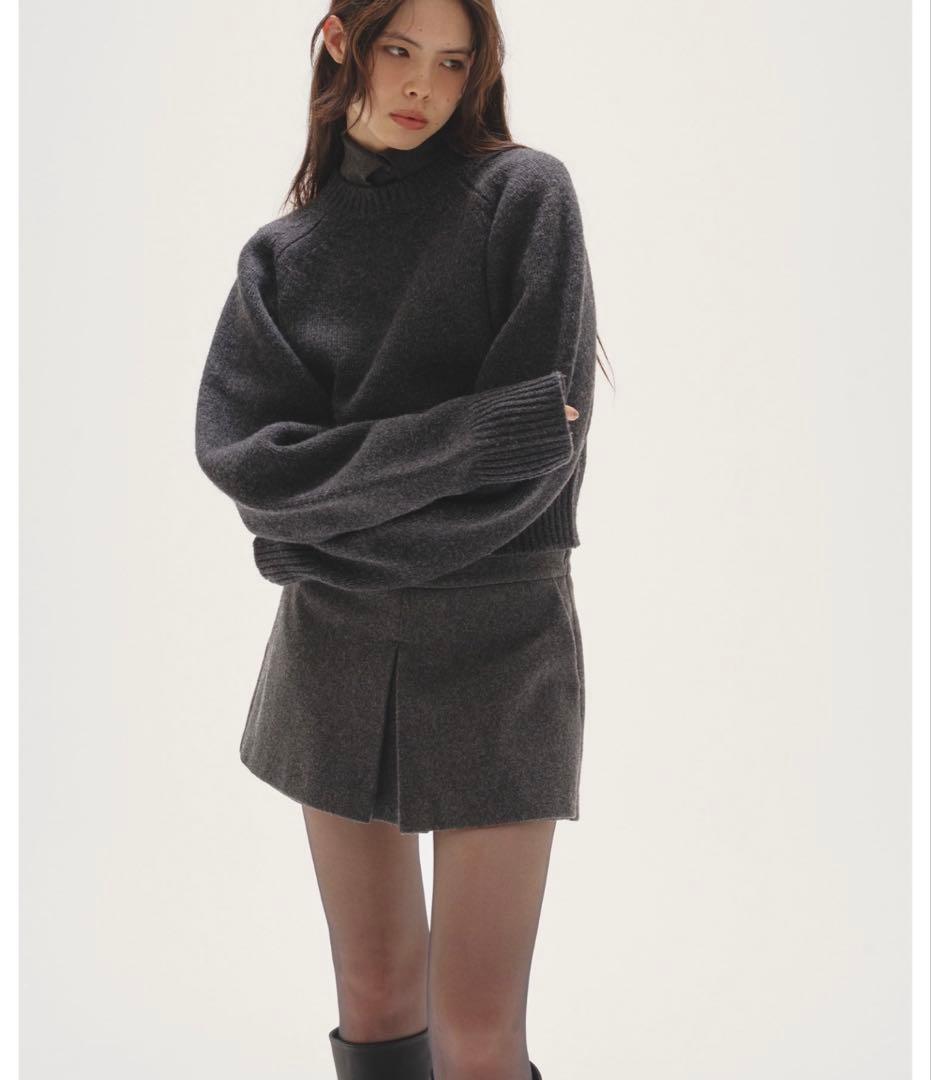 todayful Wool 100% Raglan Knit チャコールグレー