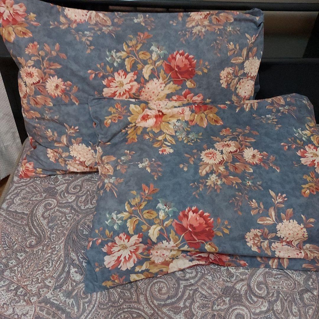 Ralph Lauren 花柄/ストライプ ベッドカバー&ピローケース(2点)