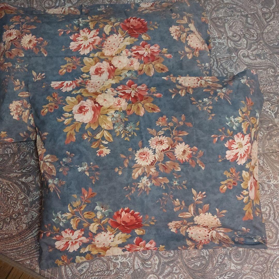 Ralph Lauren 花柄/ストライプ ベッドカバー&ピローケース(2点)