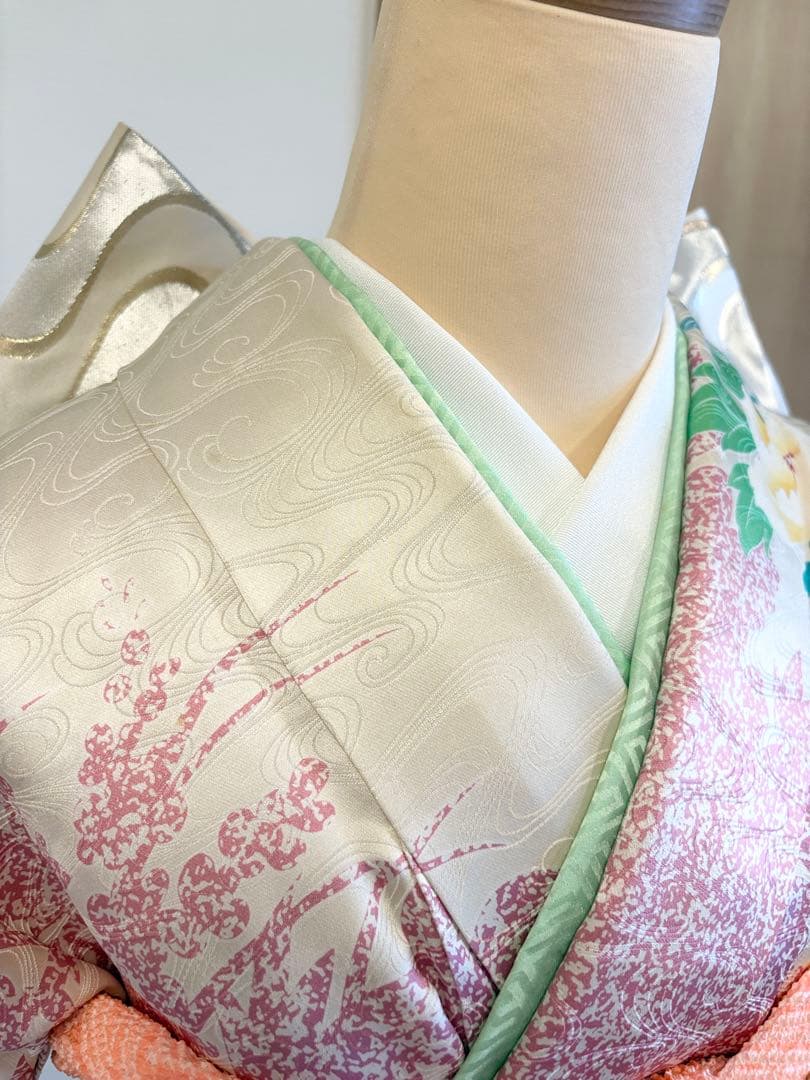 振袖セット 白 紫 緑 花柄 sMH2503201