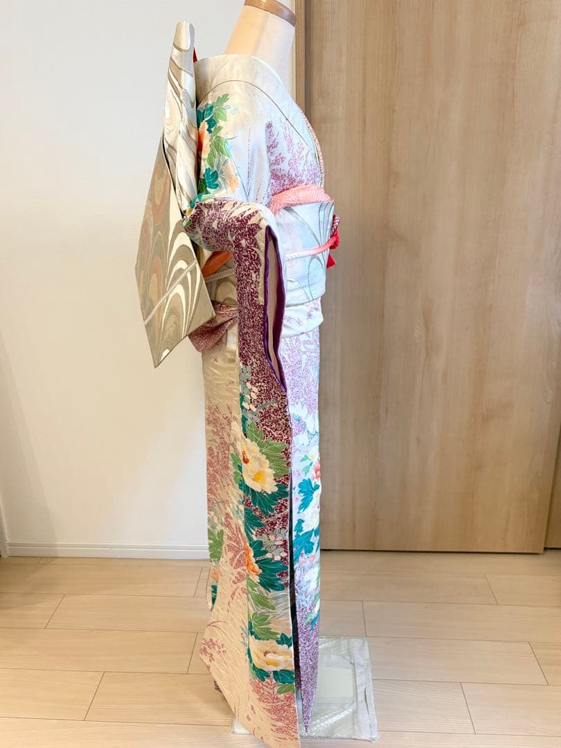 振袖セット 白 紫 緑 花柄 sMH2503201