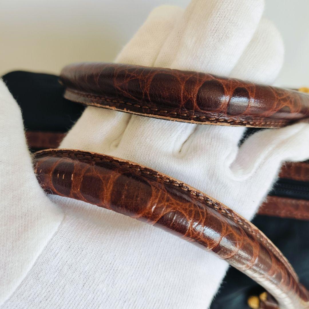 美品☆BALENCIAGA バレンシアガ☆ボストンバッグ 黒×ブラウン