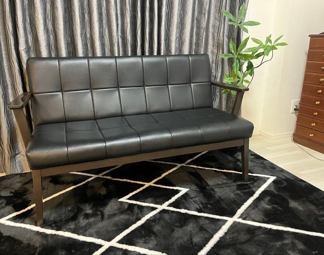 し*う様 黒×ダークブラウン　ソファー　ベンチ　おしゃれ　リビング　インテリア