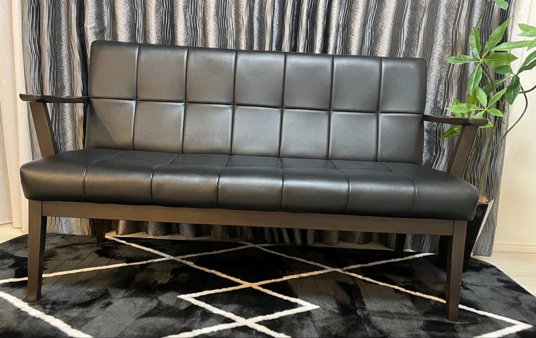 し*う様 黒×ダークブラウン　ソファー　ベンチ　おしゃれ　リビング　インテリア