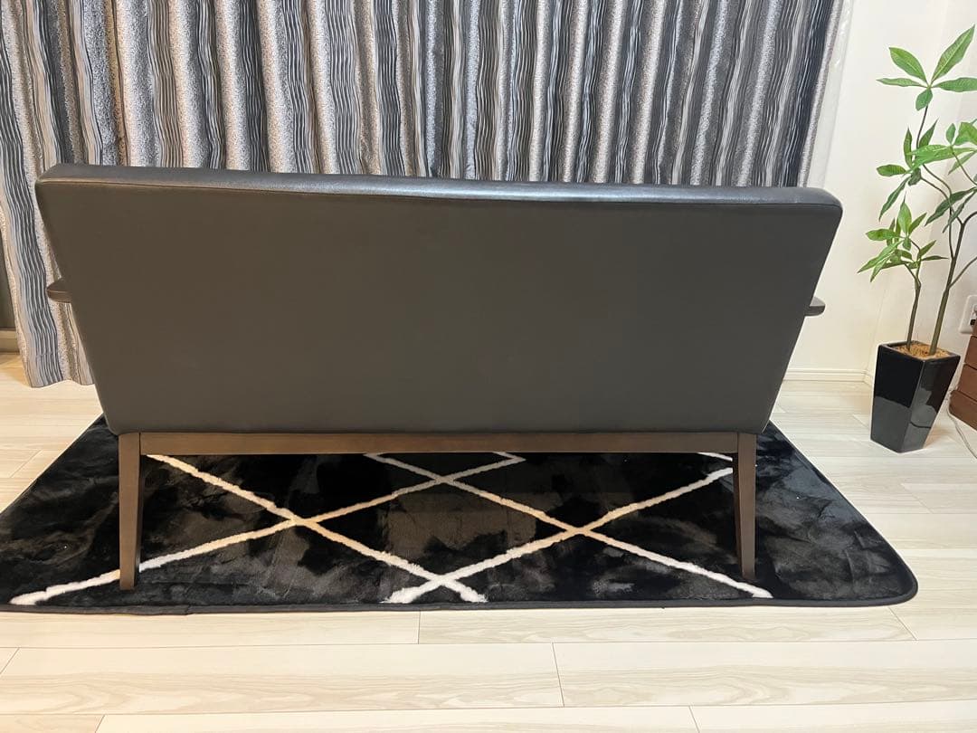 し*う様 黒×ダークブラウン　ソファー　ベンチ　おしゃれ　リビング　インテリア
