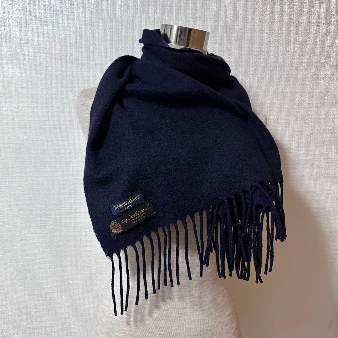 HEMISPHERES×Loro Piana カシミヤマフラー ネイビー