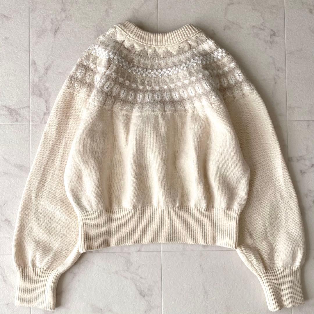 美品.定価2.7万☆シップス アルパカ混 ノルディック柄 クルーネックニット